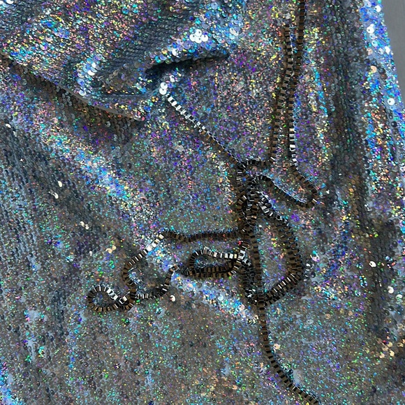 PETITE CHAINMAIL HALTER COWL FRONT MINI DRESS - Picture 5 of 5